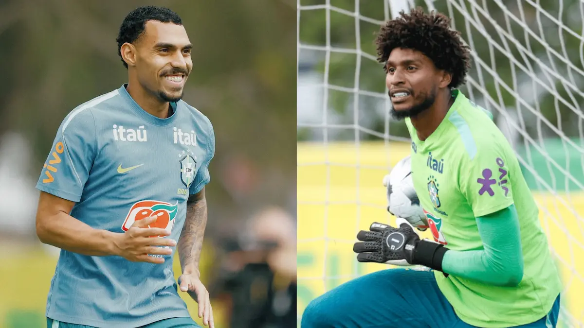 Matheuzinho e Hugo Souza, jogadores do Corinthians convocados para a Seleção Brasileira e atuando como titulares na Data Fifa 2026.